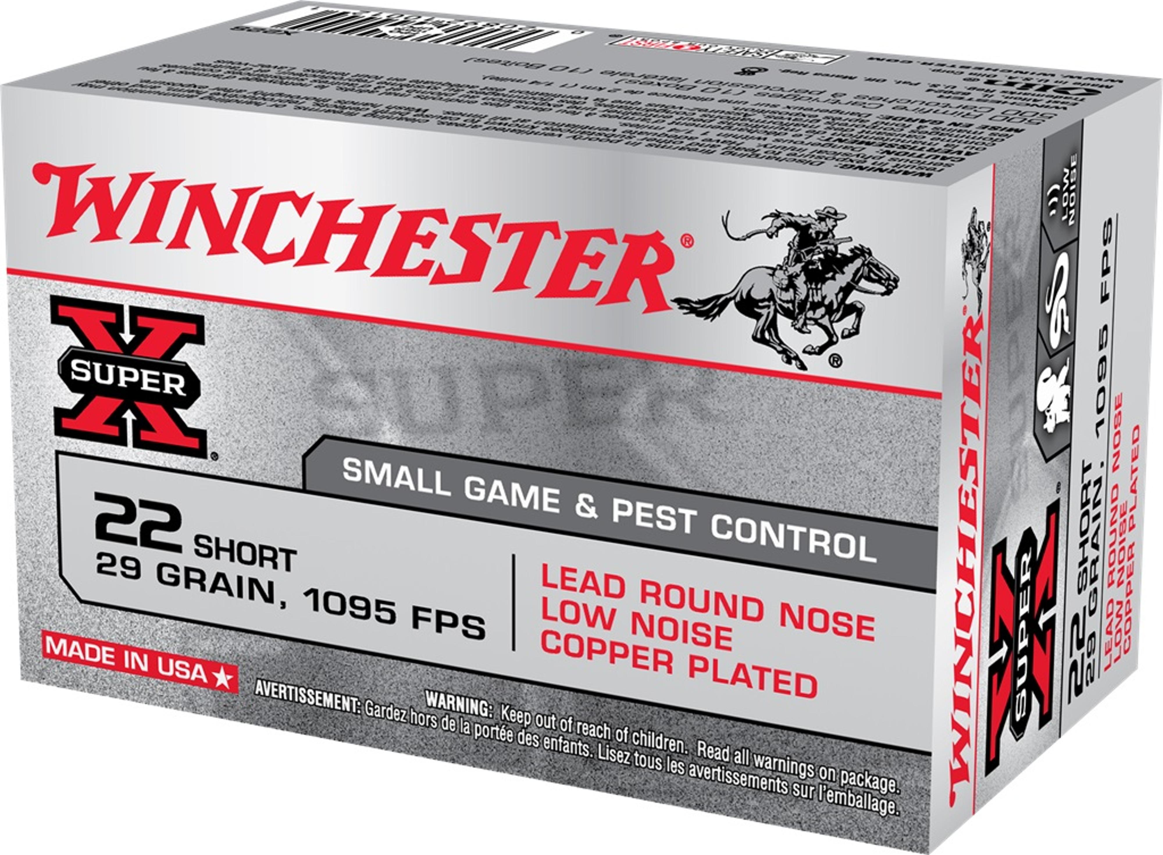 WINCHESTER: Super-X 22 Short, 29gr Copper Plated Round Nose, 1095 FPS